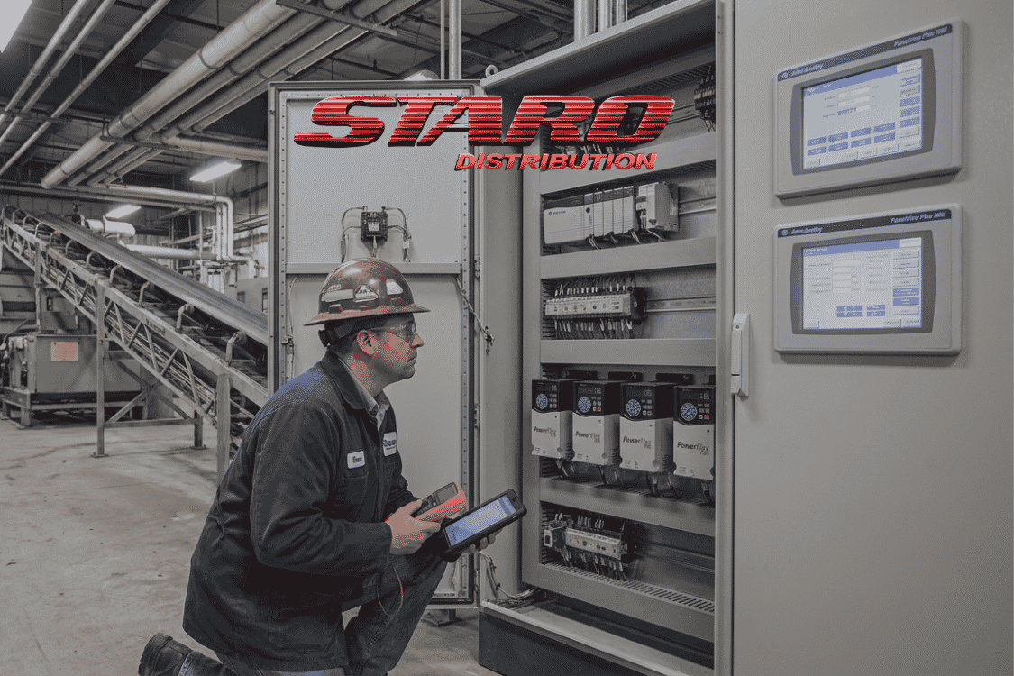 Local Rockwell Automation support engineer working on Allen-Bradley PLC, HMI and drive systems in an industrial plant.